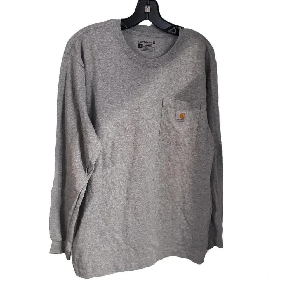 Carhartt Long Sleeve T-shirt Work Shirt Gray Loose Fit Mens Size S NWOT